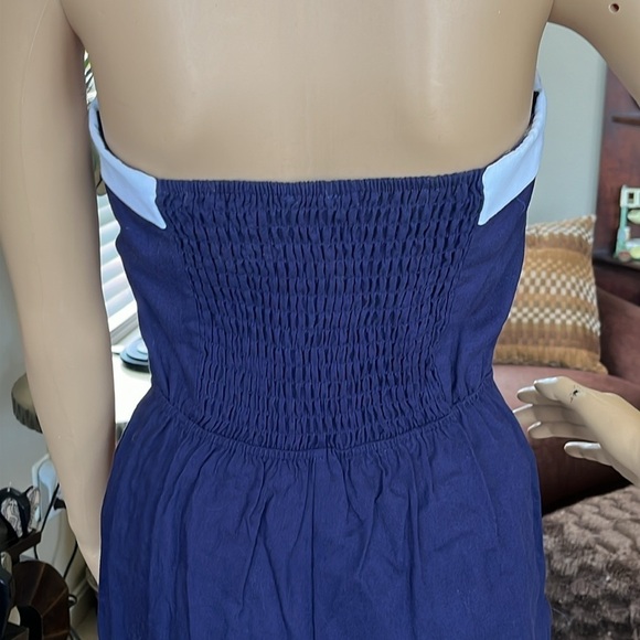 Brand New Monteau Strapless Romper Navy Blue White Nautical Linen Jumpsuit - Picture 9 of 16